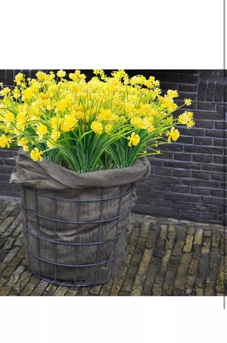 TURNMEON 20 Bundles Artificial Flowers for Outdoor Summer Decoration, Yellow