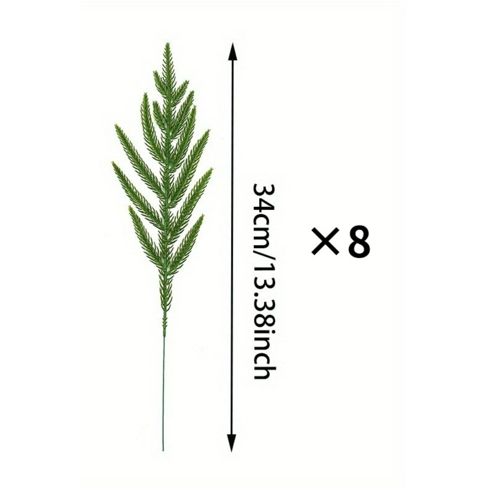 8pcs Norfolk Pine Greenery Stems Artificial Pine Branch Holiday Craft Vase Decor