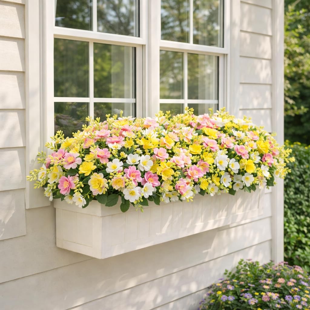 alyptus Artificial Faux Outdoor Flowers Plants for Spring Summer Decoration, 12