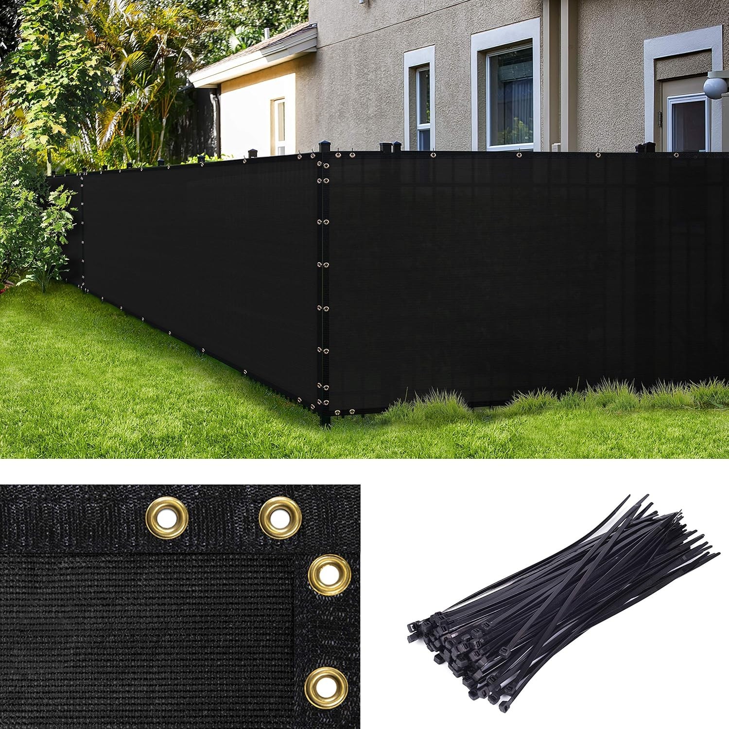 5′ X 50′ Black Fence Privacy Screen, Commercial Standard Heavy Duty Windscreen w