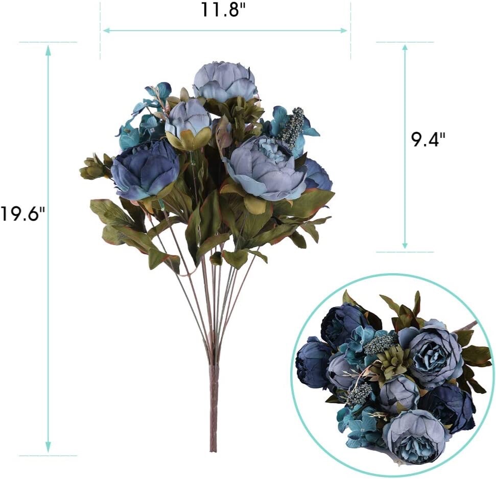 Artificial Sunflowers Bouquet Fake Vintage Sunflower Autumn Vintage Blue A17