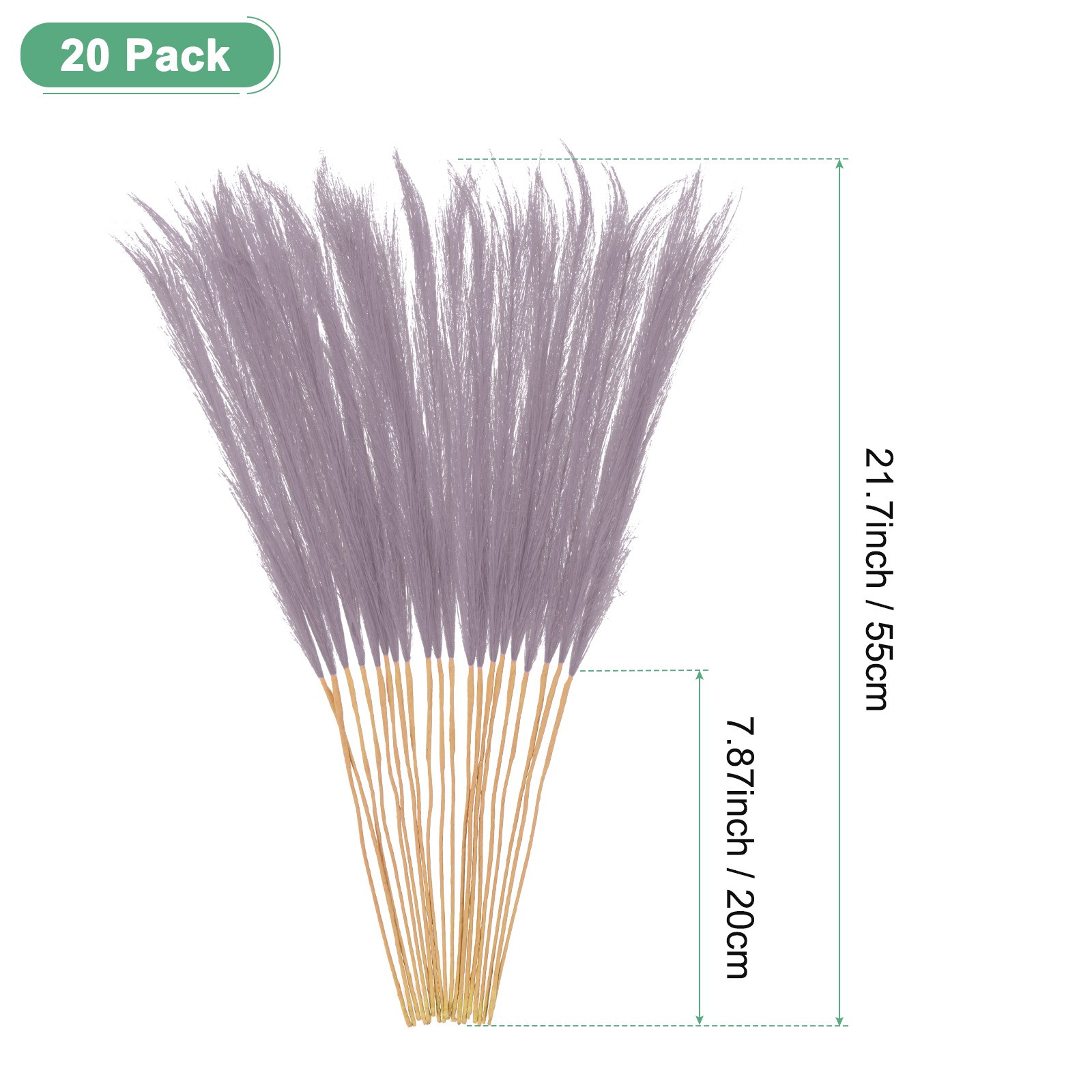 20-Pack Faux Pampas Grass 21.7 Inch for Home Decor/Wedding [Purple]