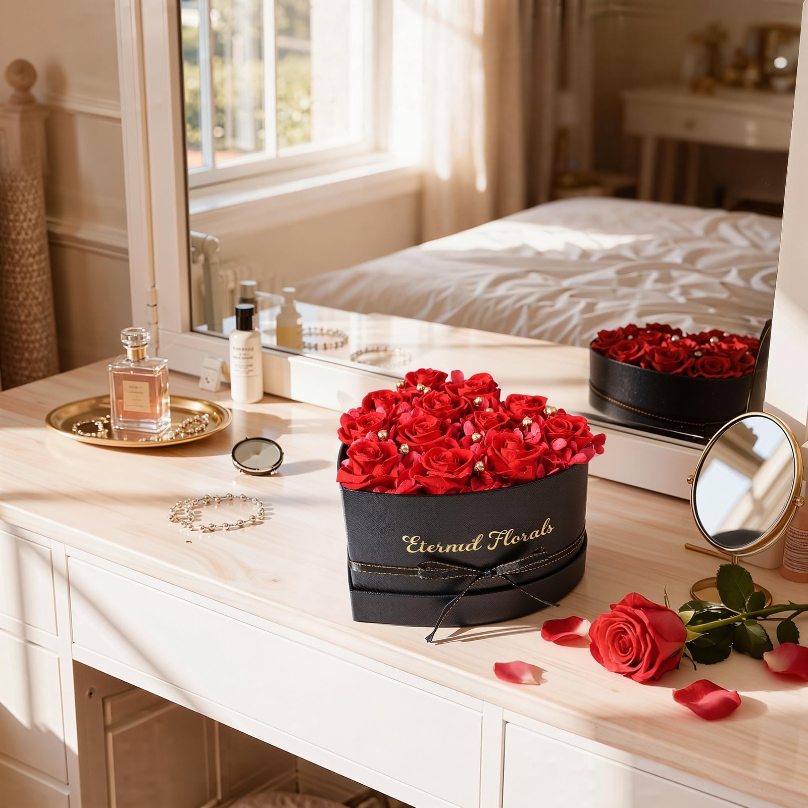 Red Preserved Forever Roses In Box 12 Flowers Anniversary Gift For Women