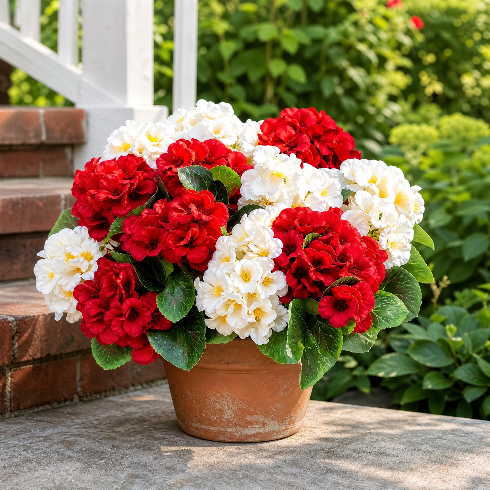 6 Pcs Artificial Geraniums Flowers for Outdoor, UV Resistant Outdoor Artifici…