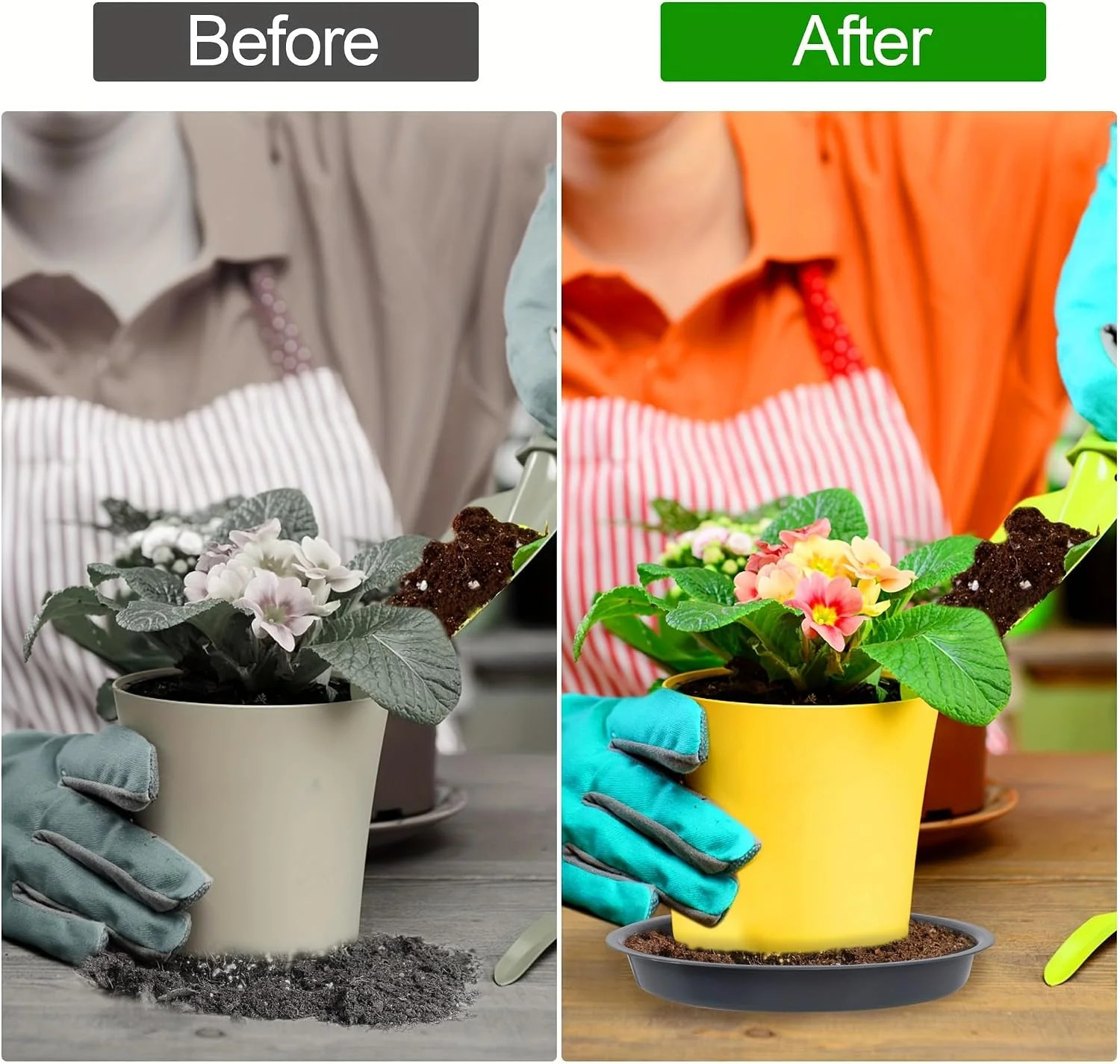 6 Pack Plant Saucer 12 Inch Plastic Plant Tray, Sturdy and Durable Flower Pot Co