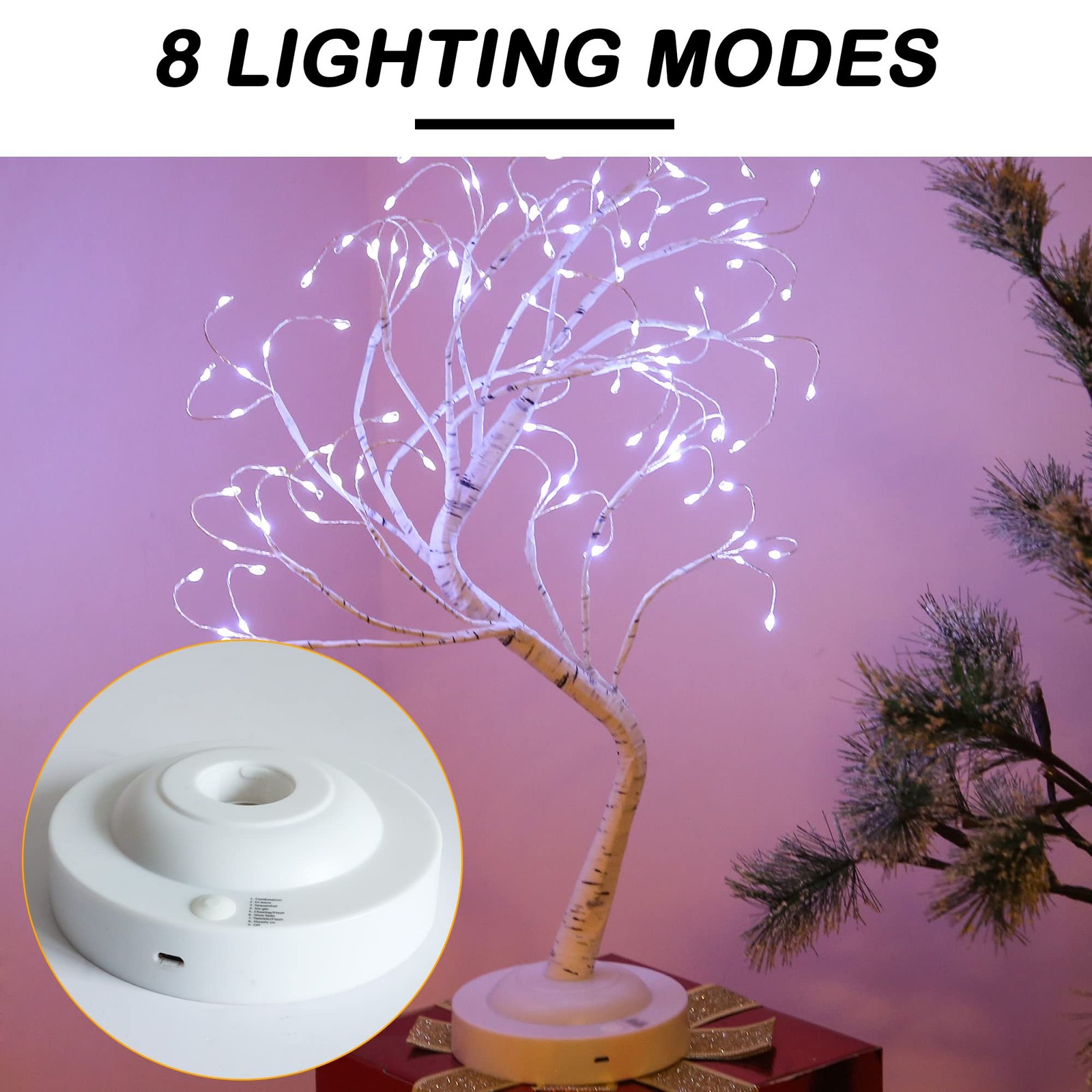20” LED Birch Tree Light,108L Bonsai Tree Lamp,Fairy Light Tree with 8 Modes…