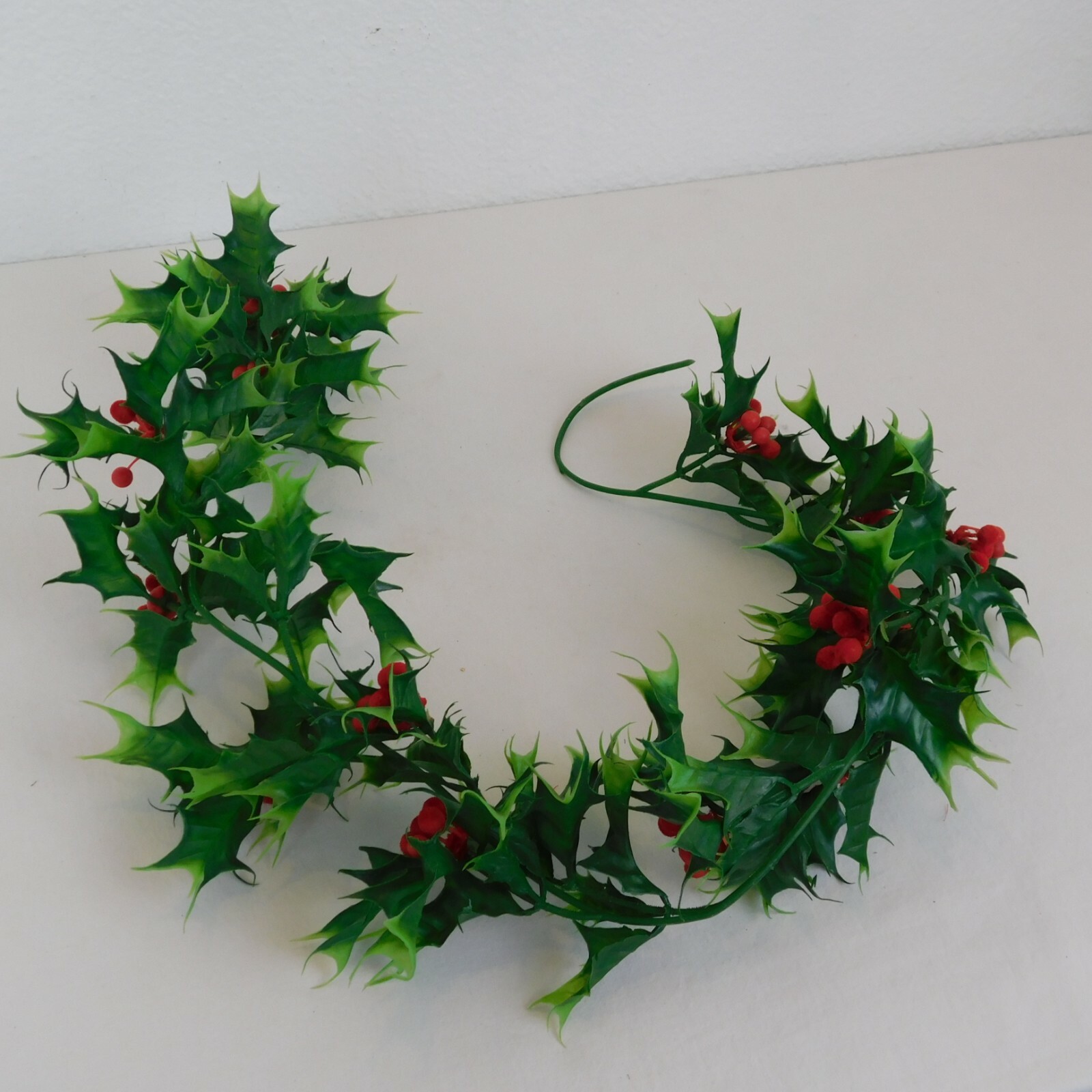 3 Piece Artificial Floral Pieces Holly & Berries Poinsettia Fern Red White Green