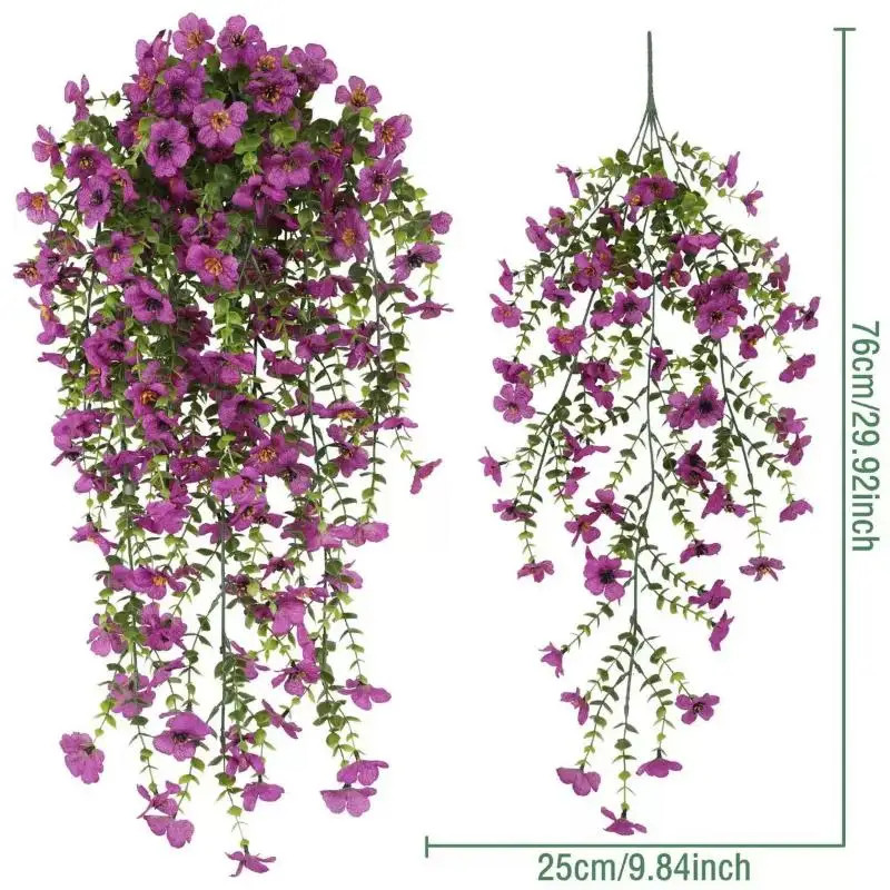 2Pcs Plastic Eucalyptus Fake Plant Decor Daisy Artificial Flowers Hanging Vines