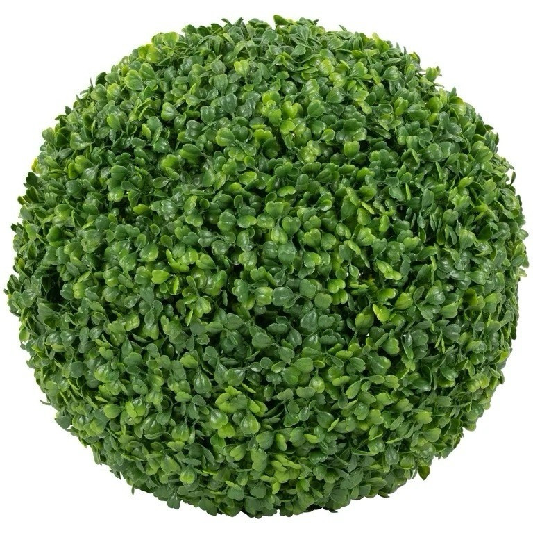 15 in Artificial Boxwood Topiary halfBall, Green Plastic Faux Floral GardenDecor