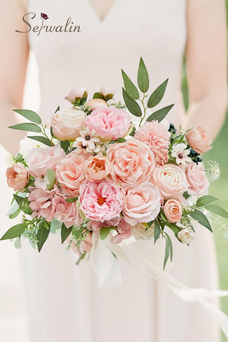 Artificial Flowers Pink Fake Silk Wedding Cake Bouquets Centerpieces Decor