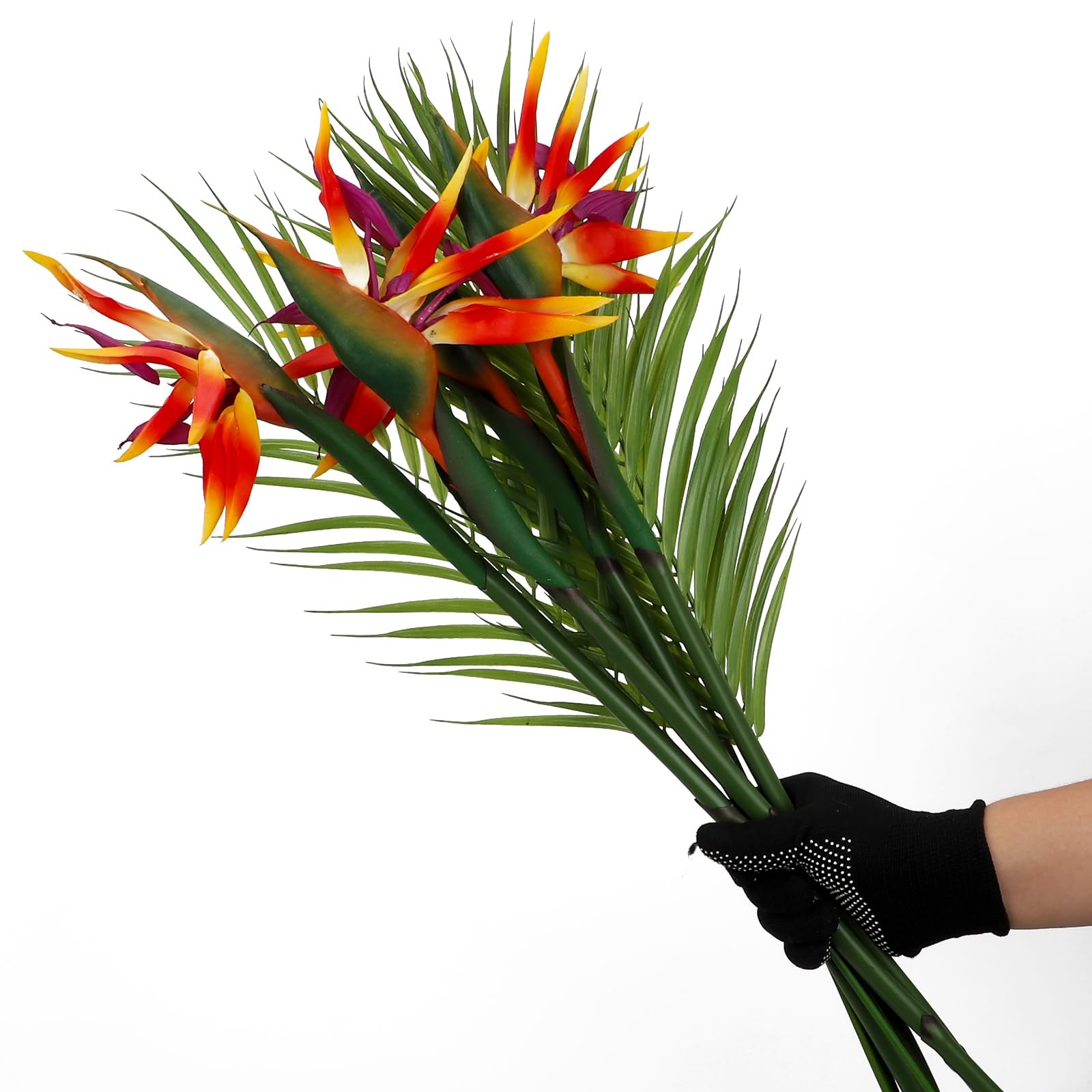 8 PCS Bird of Paradise Artificial Plant Combo Palm Leaves,4 Faux with 4 Leaves