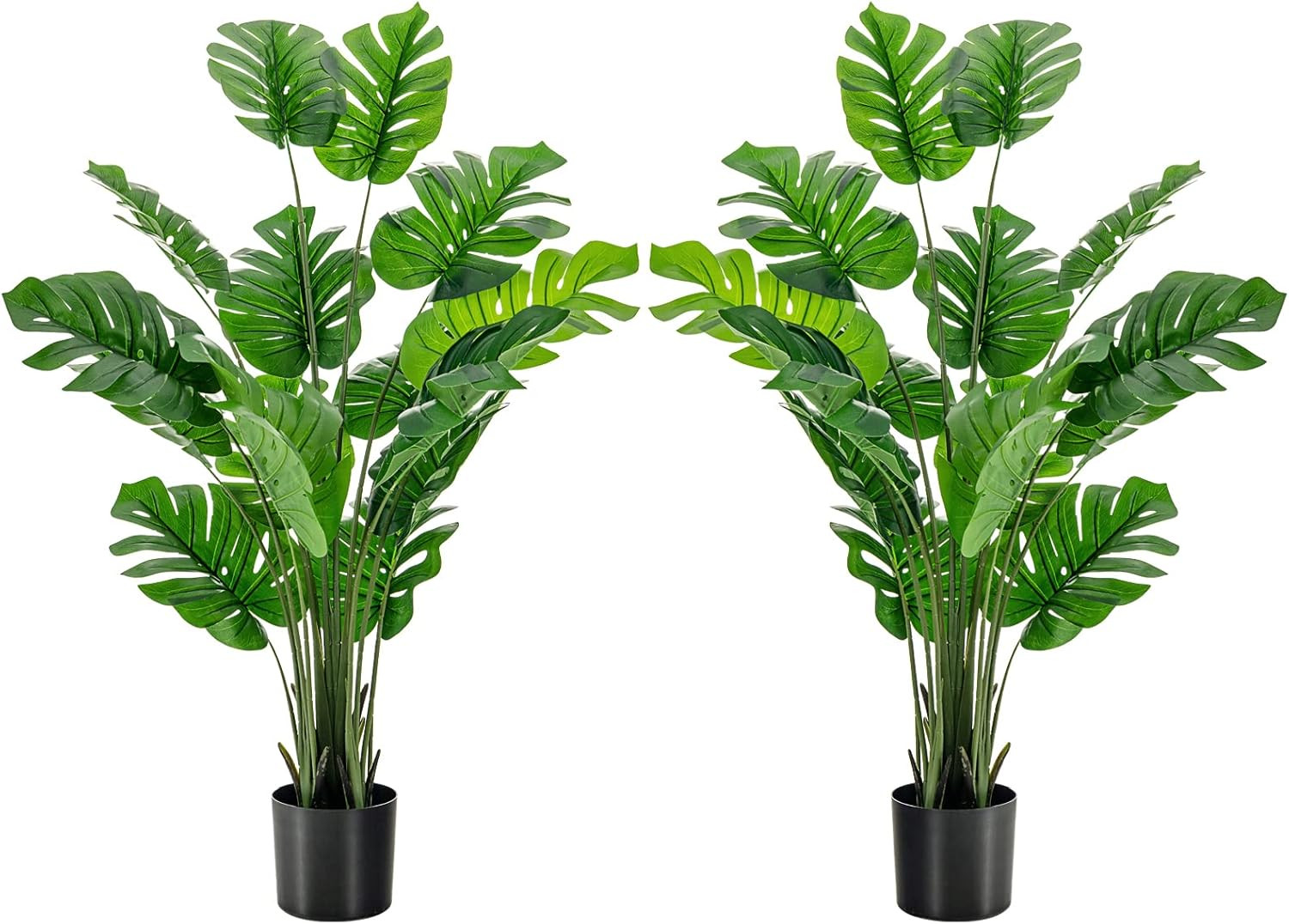5FT Faux Monstera Plant 2-Pack with Cement Pot for Home Decor