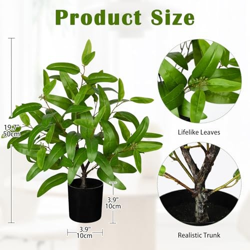 Artificial Plants Indoor with Pot, 19.7″ Tall Fake Potted Plants # Light Green