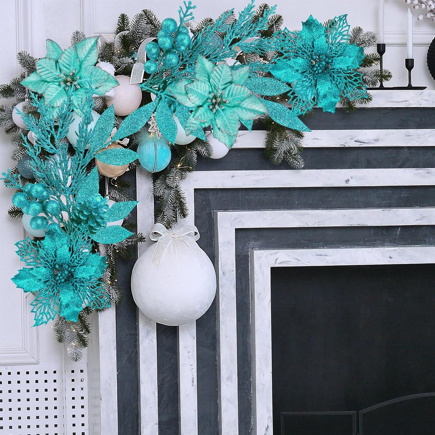35 Pcs Christmas Artificial Poinsettia Flowers Picks Artificial Leaves Sprays