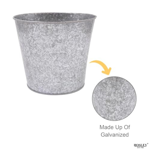 Set of 2 Galvanized Bucket/Pots with PVC Liner, 6.5″ Dia x 6″ H Ideal Gift