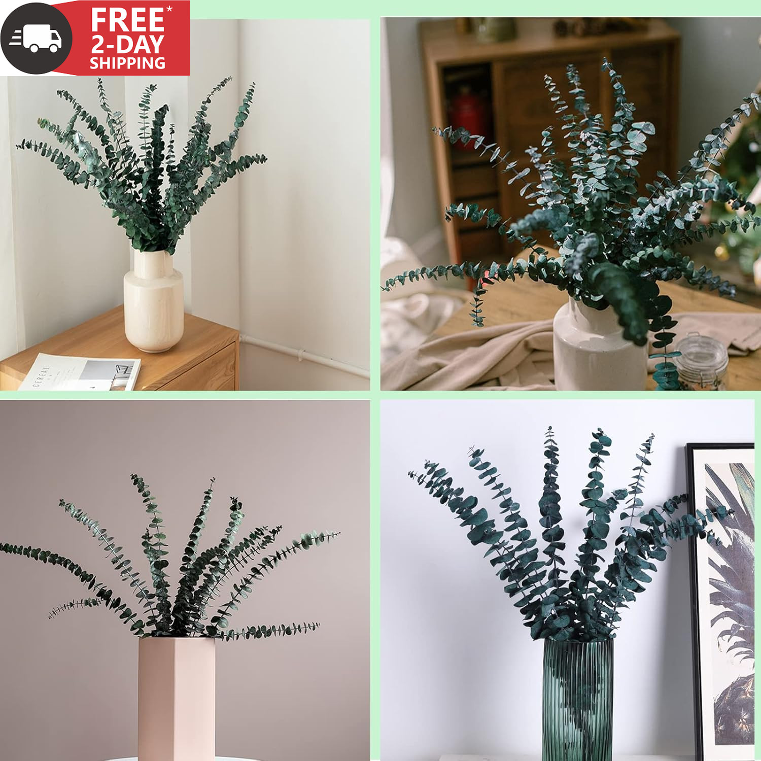 Eucalyptus for Shower 10 Pcs Hanging Dried Eucalyptu Stems 17″ Real Eucalyptus B
