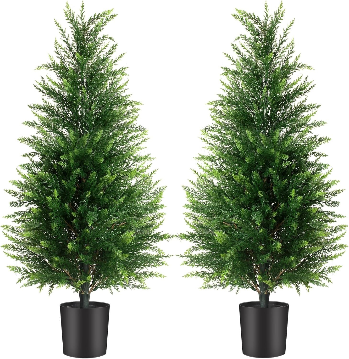 Low-Maintenance 3FT Artificial Cedar Trees, Perfect for Festive Decor, Set of 2