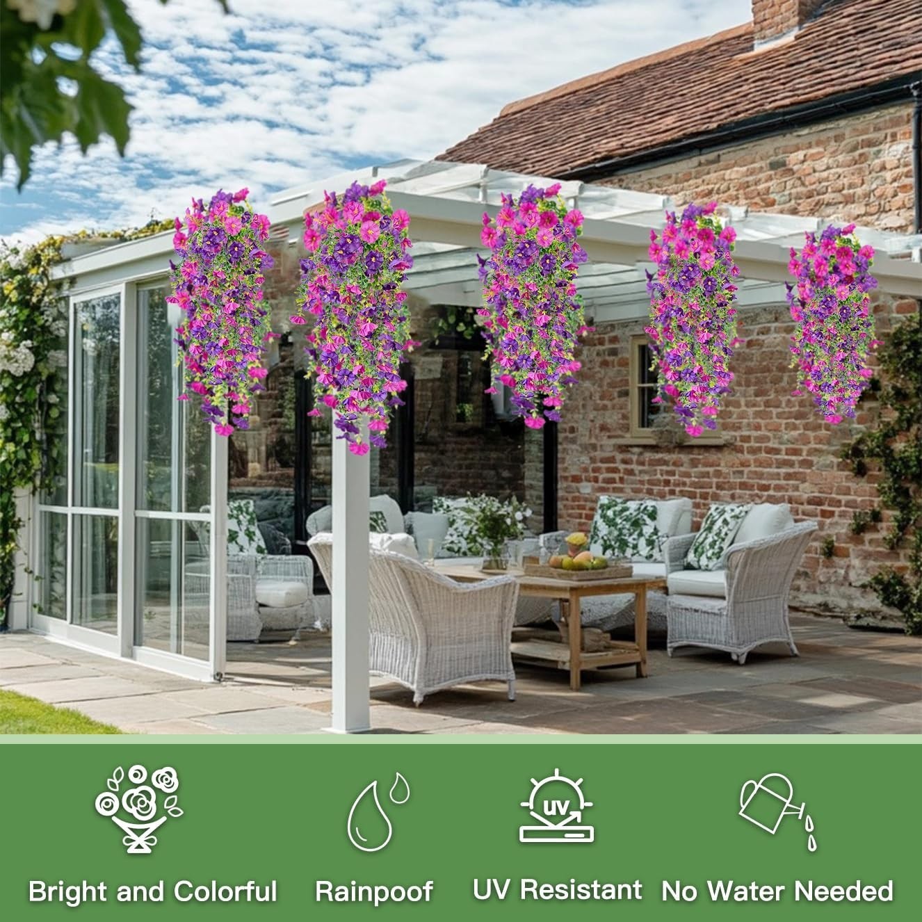 Artificial Flowers for Outdoors Fake Morning Glory Hanging Flower Decoration,…