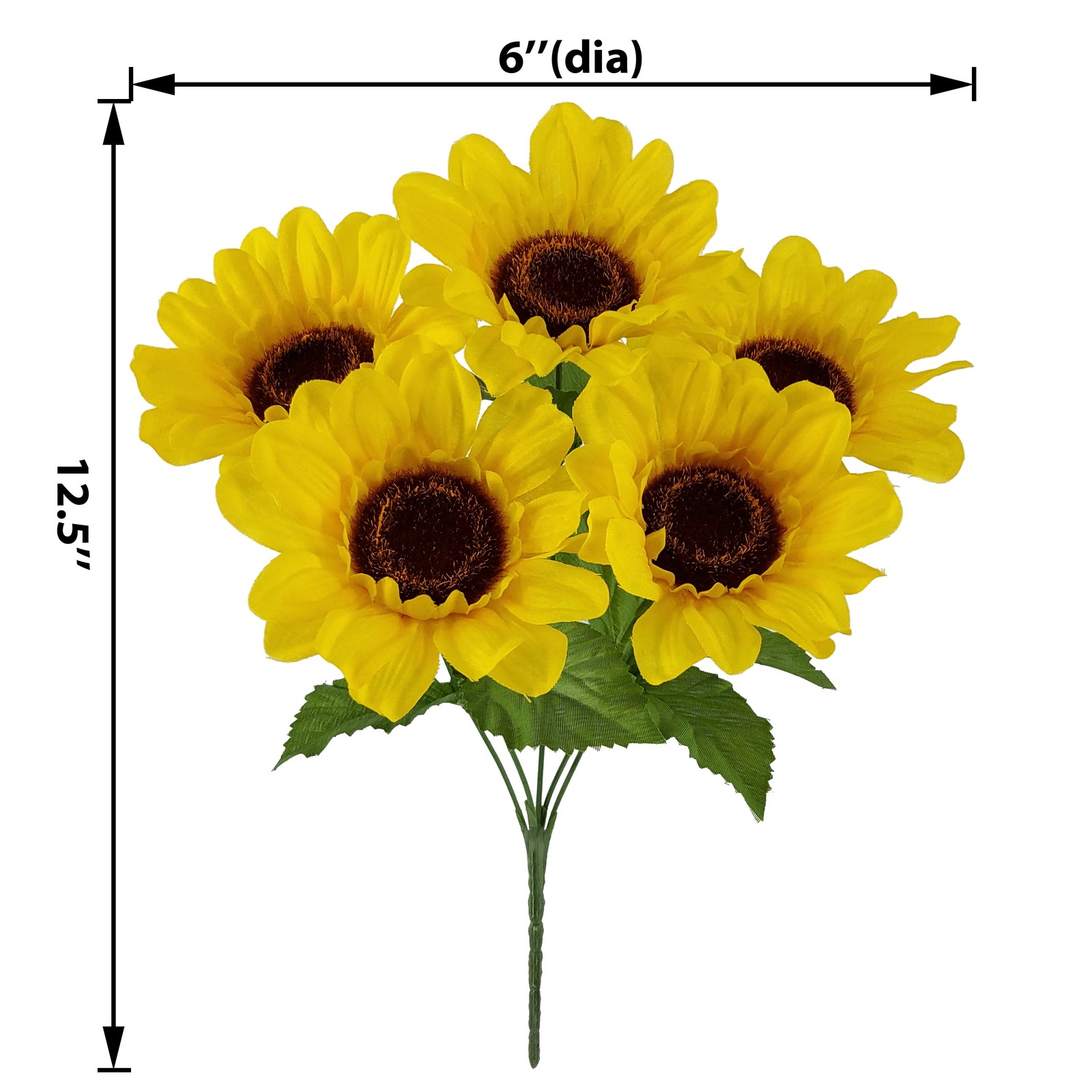 (4 pack) 12.5 in Indoor Artificial Sunflower Pick, Yellow Color.Fast delivery