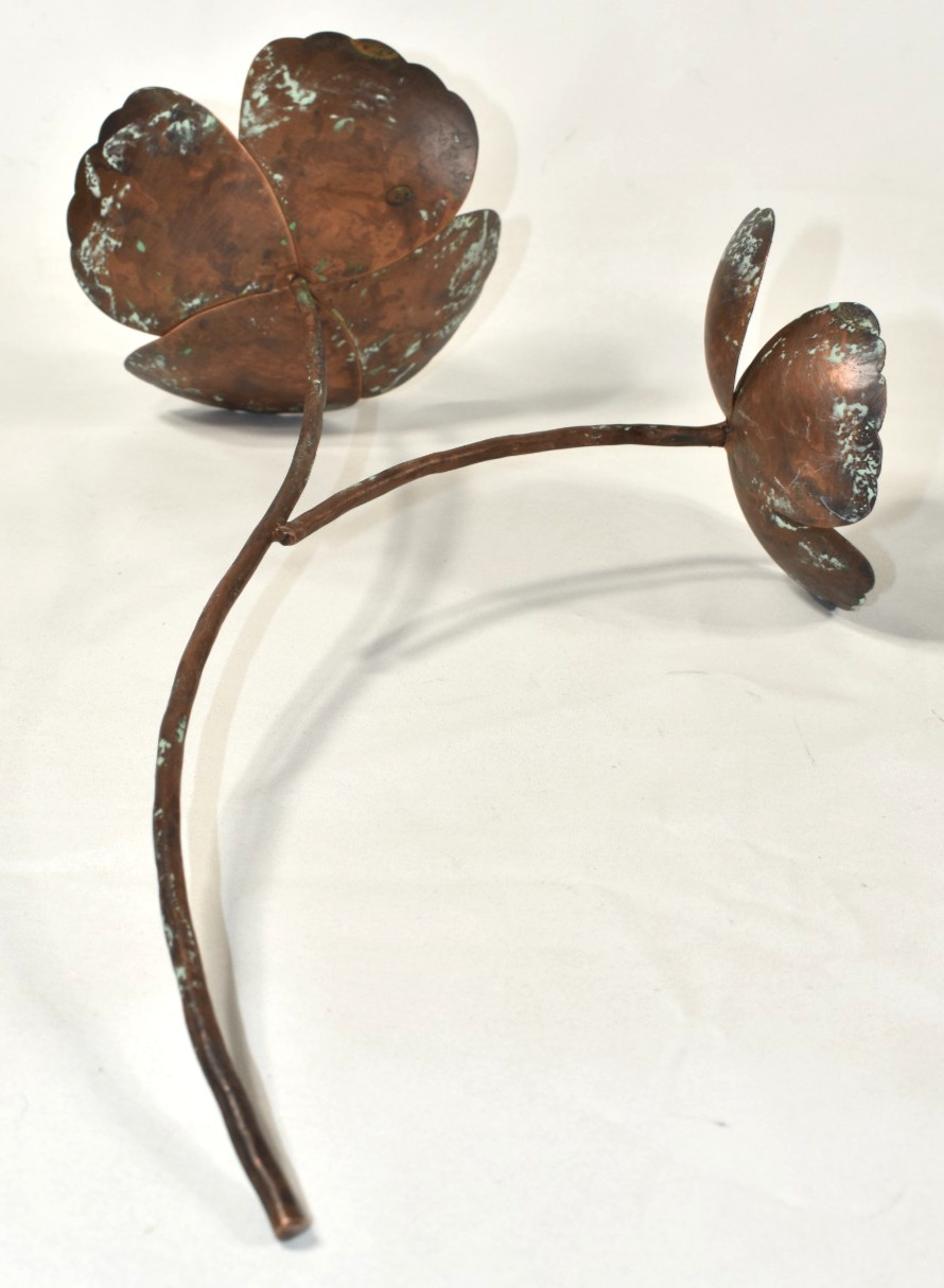Pottery Barn SAMPLE 3 Pcs Metal Flowers Poppies Poppy Stems Copper Color NO VASE