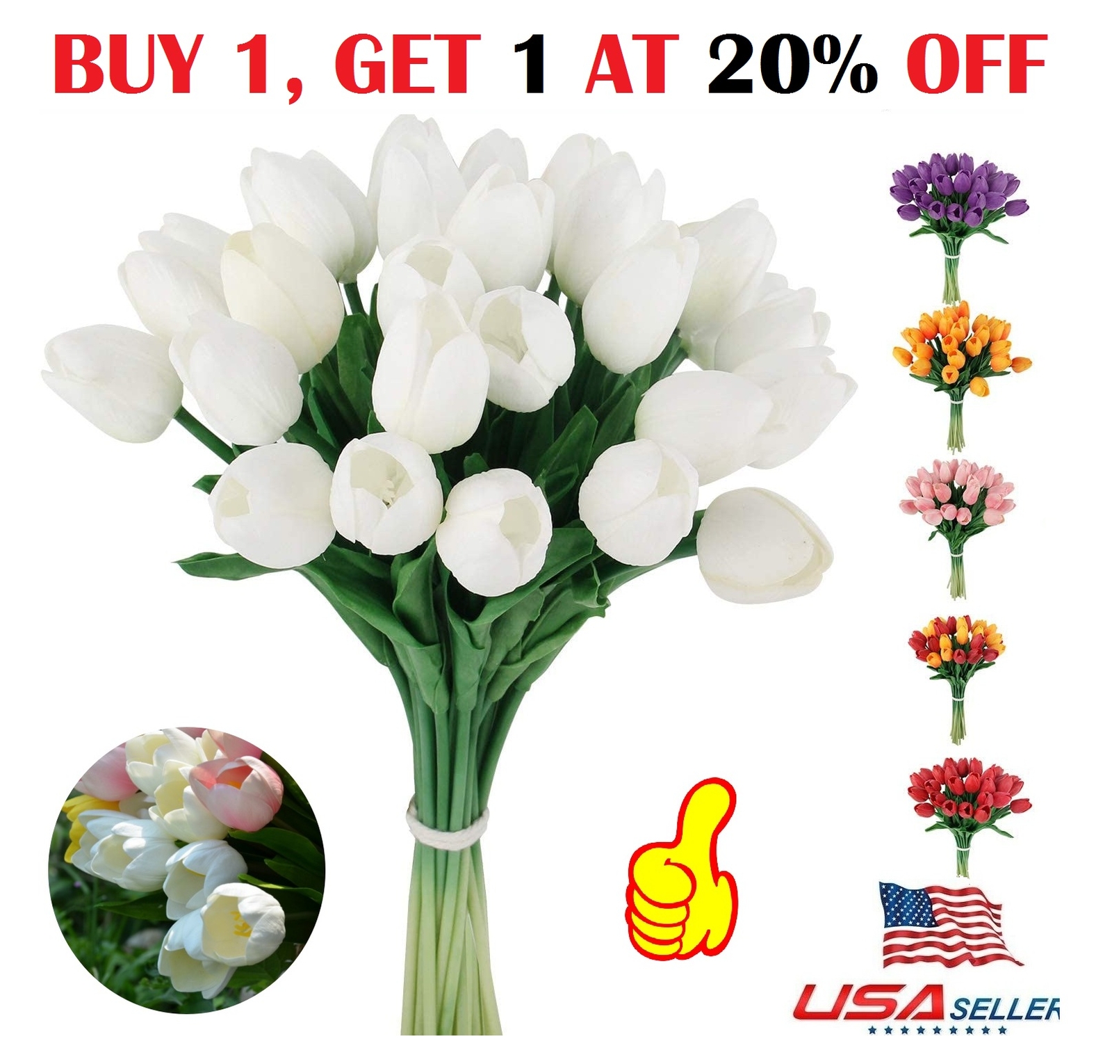 Real Touch Artificial Tulips Bridal Home Wedding Party Festival Decor USA-10 PCS