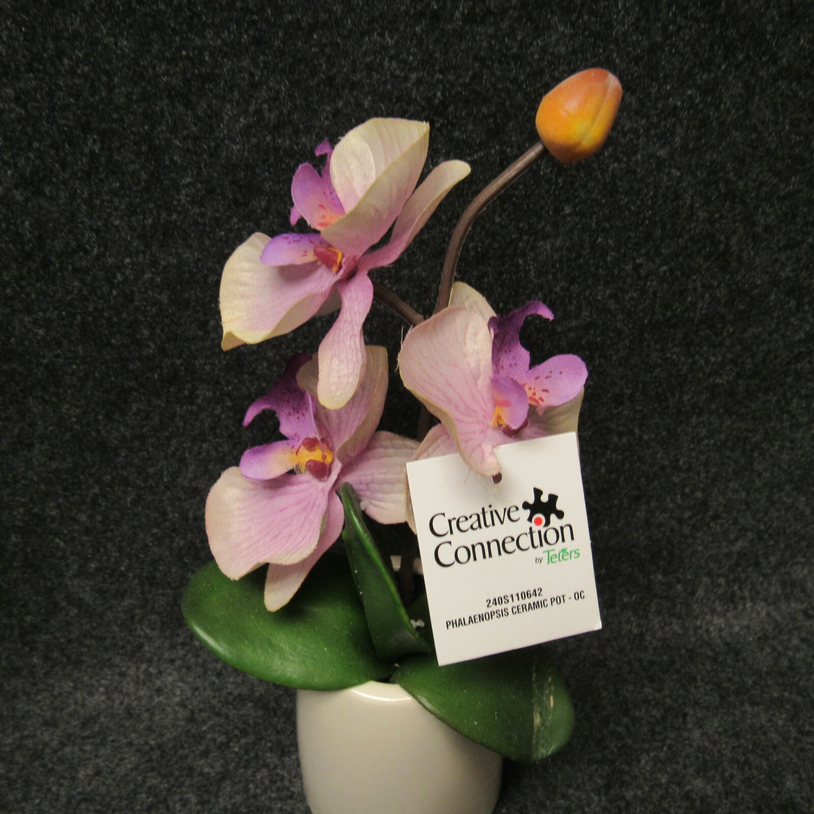6 Pieces Single Stem Fabric Faux Orchid White Ceramic Pot Table Party Decor O2