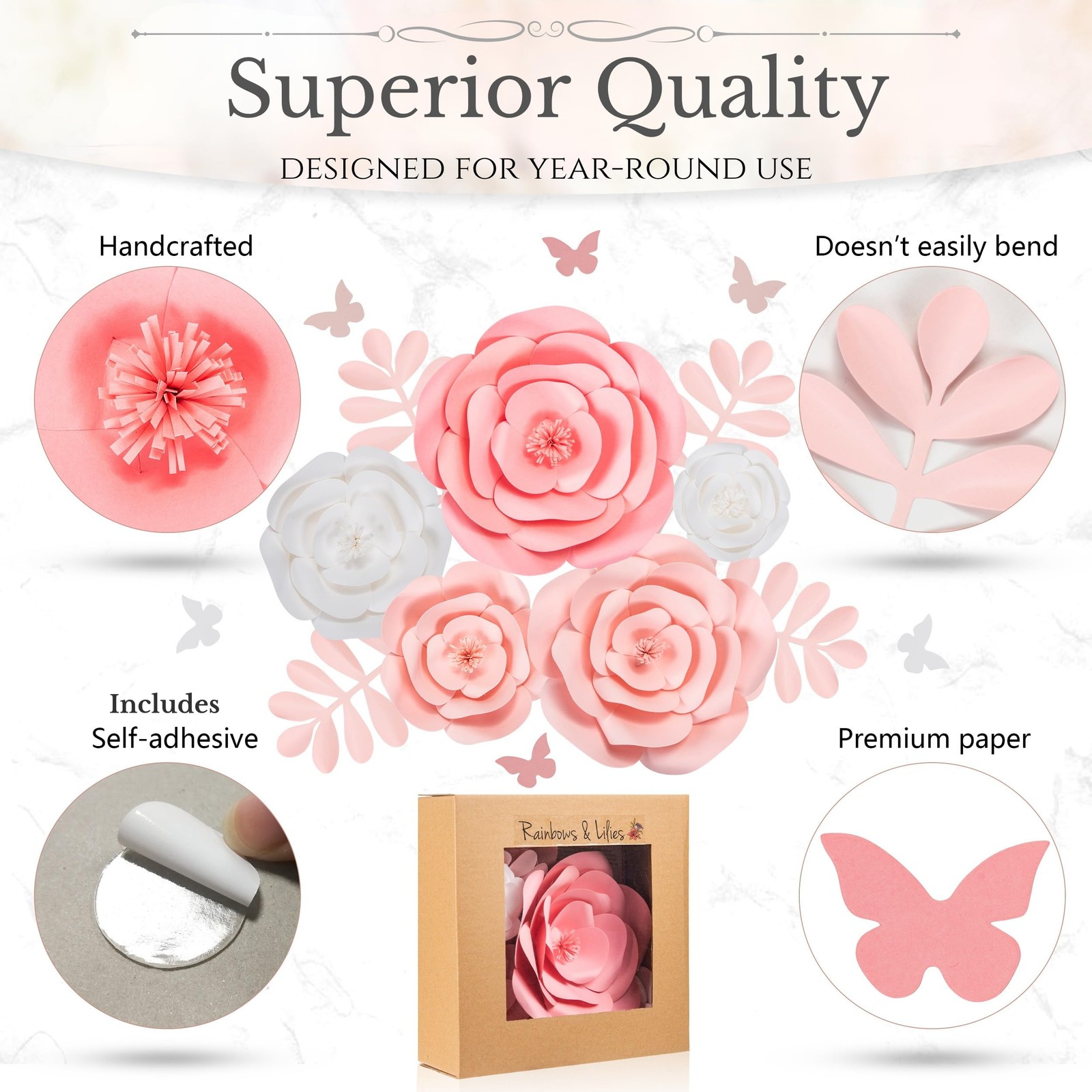 15pc Large Flowers Decorations for Wall – Reusable 3D Wall Decor for Girls Ro…