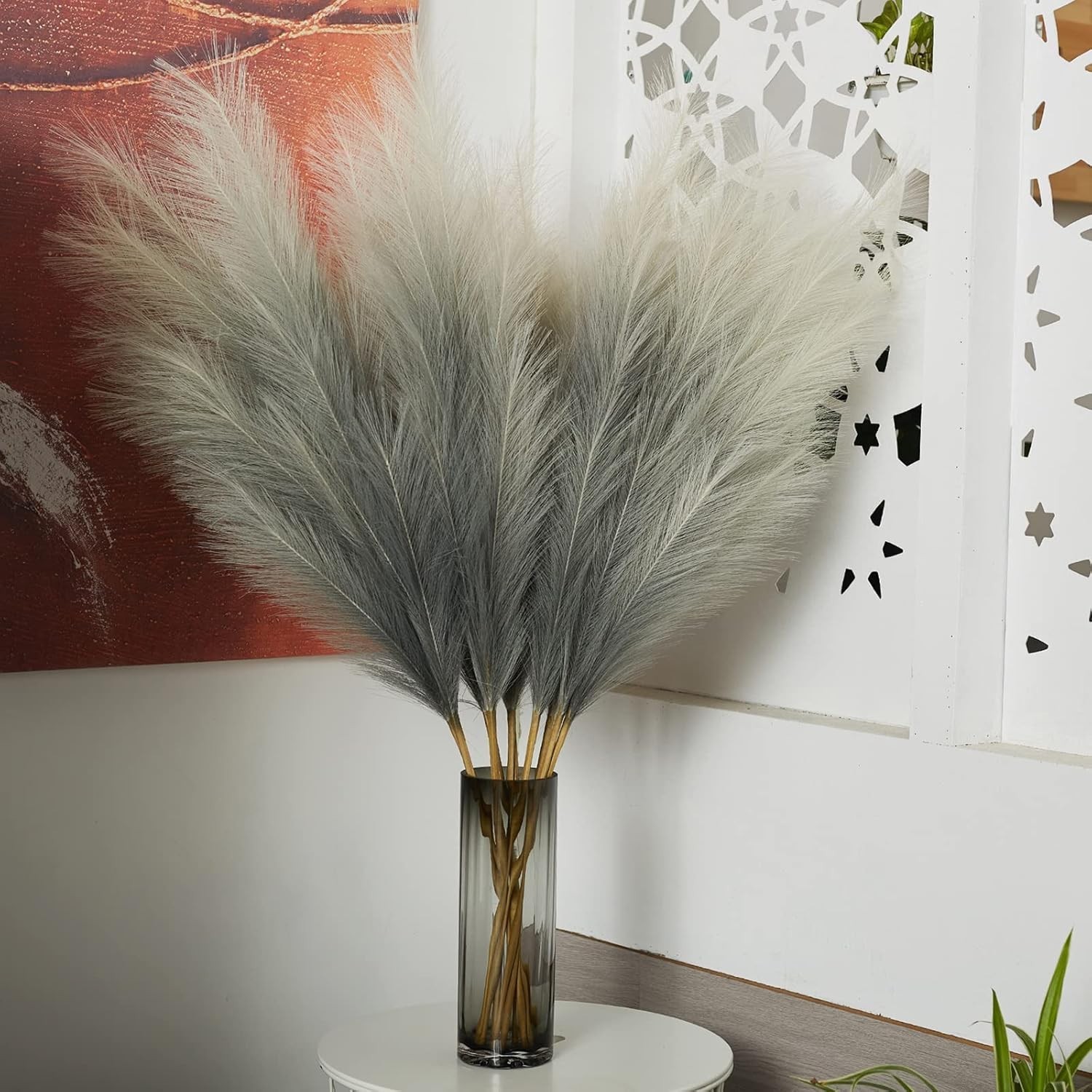 Flfluffy Artificial Pampas Grass Arrangement – 43 Inch, 6 Stems for Any Space