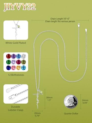 Cross Faith Necklace for women White Gold/14K Gold/Rose W 08-Aug Birthstone