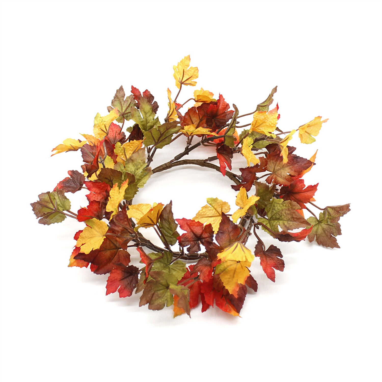 Brilliant Maple Candle Ring / Wreath 4.5″ Inner Diameter Autumn Fall Leaves