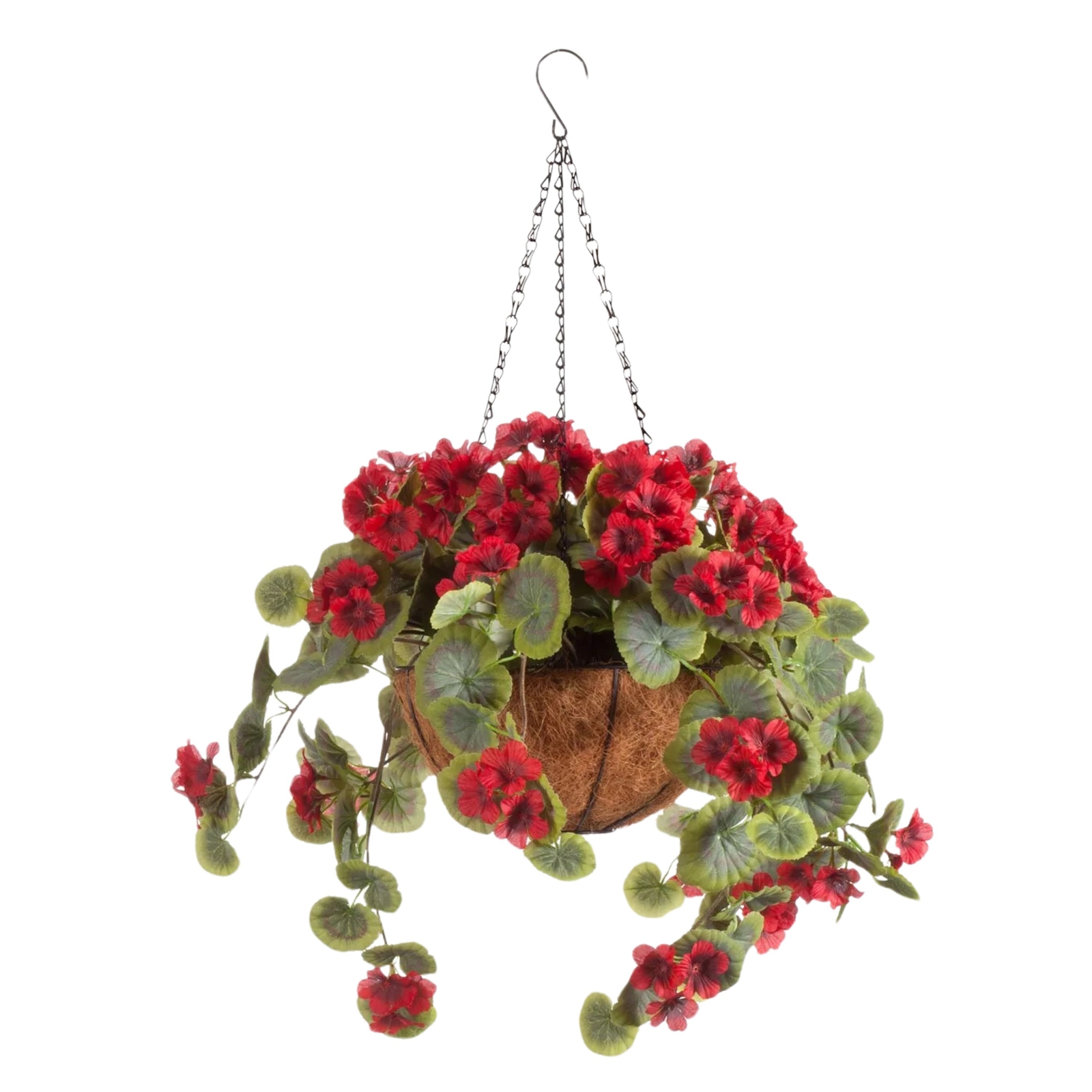 Large Artificial Red Geranium Hanging Basket Indoor Outdoor Patio Garden Decor