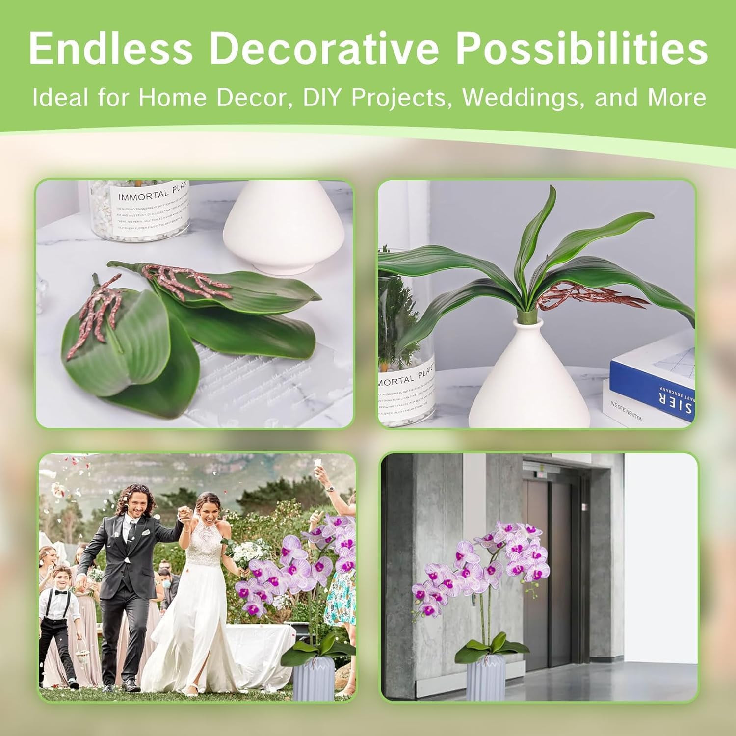 3 Packs Orchid Leaves Artificial Real Touch Phalaenopsis Stems Faux Cymbidium Fl