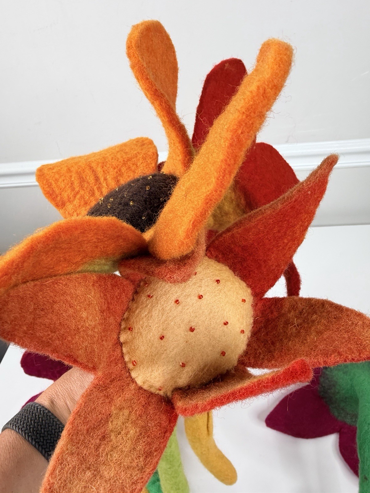 handmade 9 Whimsical Wool Felt Flowers Bouquet Great Gift Idea large colorful