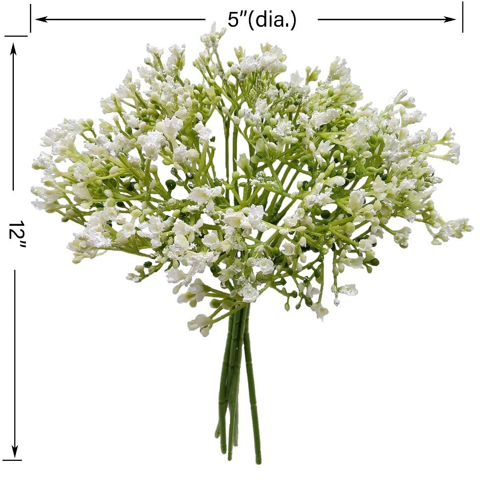 Artificial Baby’s Breath Flower Picks White 12 Inch for Indoor Decor Set of 3