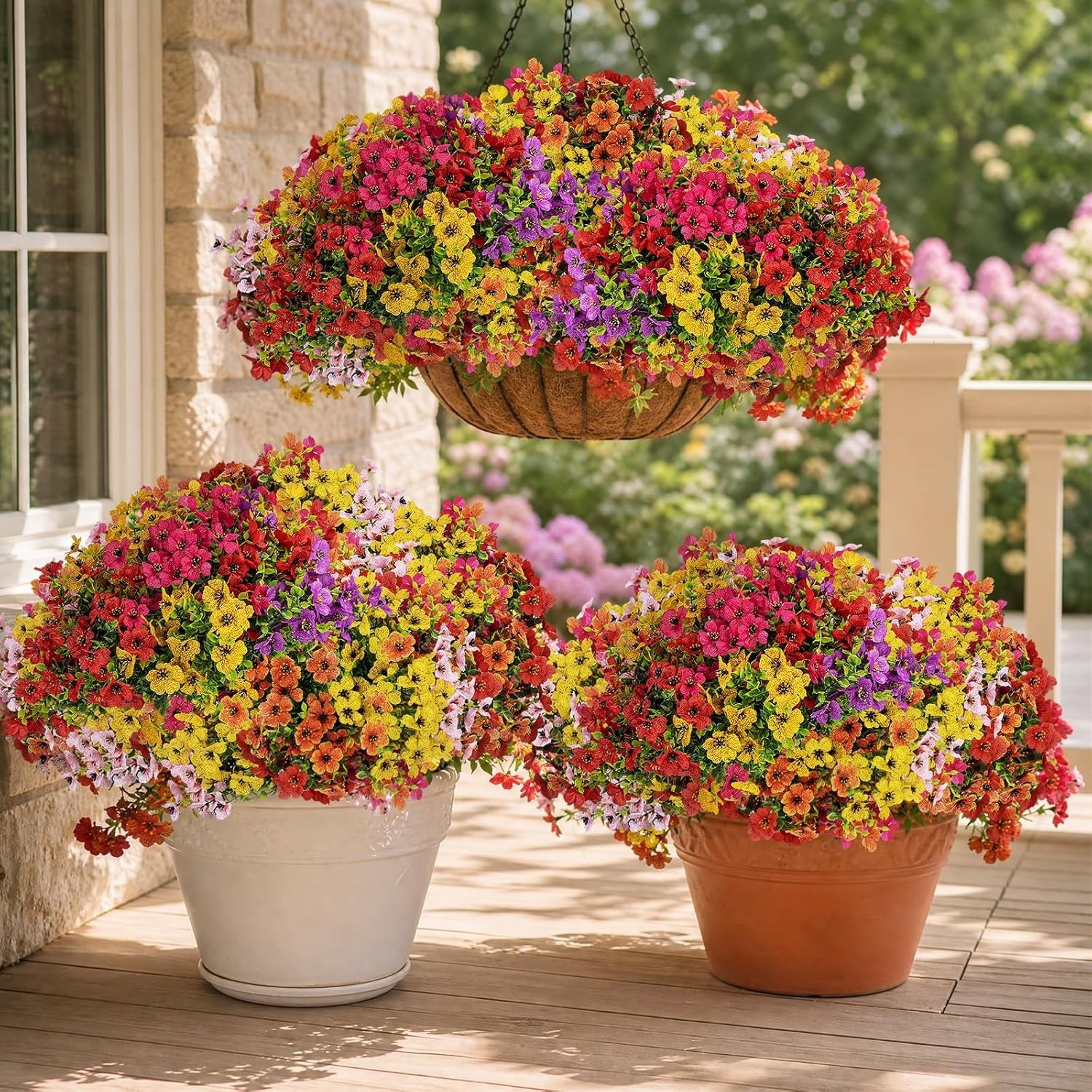 24 Pcs Artificial Daisy Flowers for Outdoors 6 Color | UV Resistant Artificia…