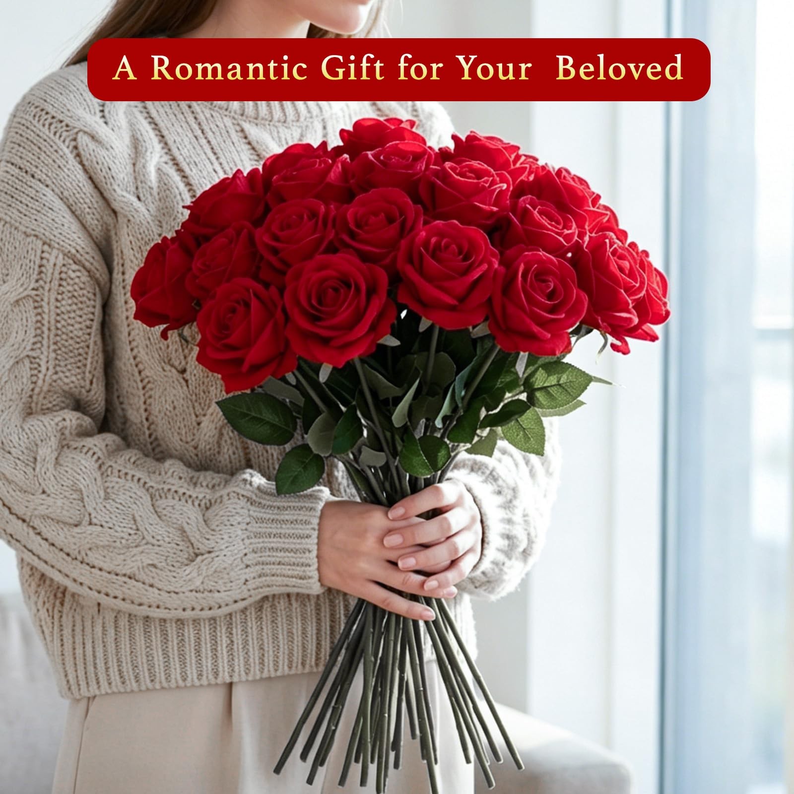 50 Pcs Red Roses Artificial Flowers, Fake Velvet Silk Rose Bulk Faux Flower, …