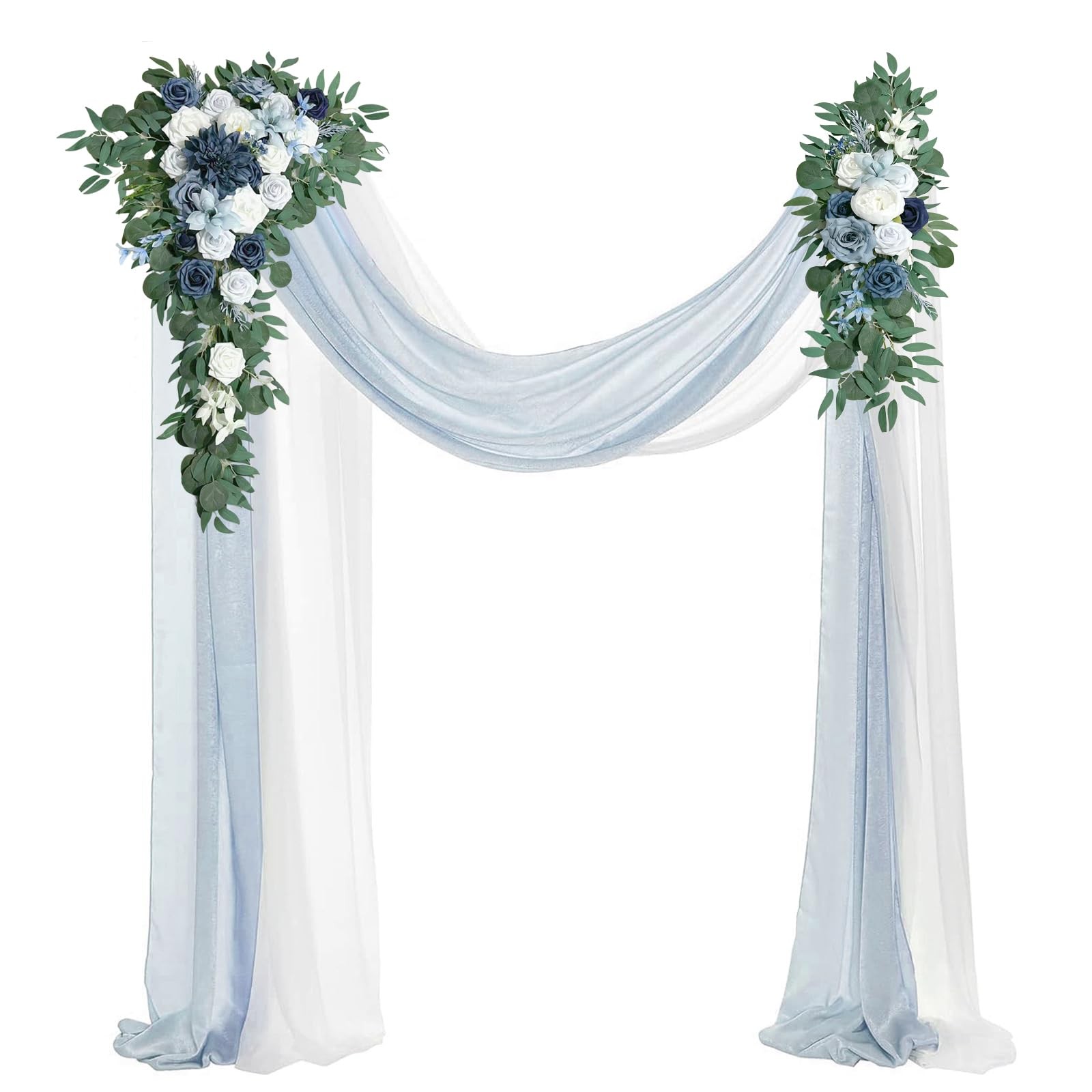 Wedding Arch Flowers Kit (Pack of 4), 2pcs Artificial Dusty Blue Flower Arran…