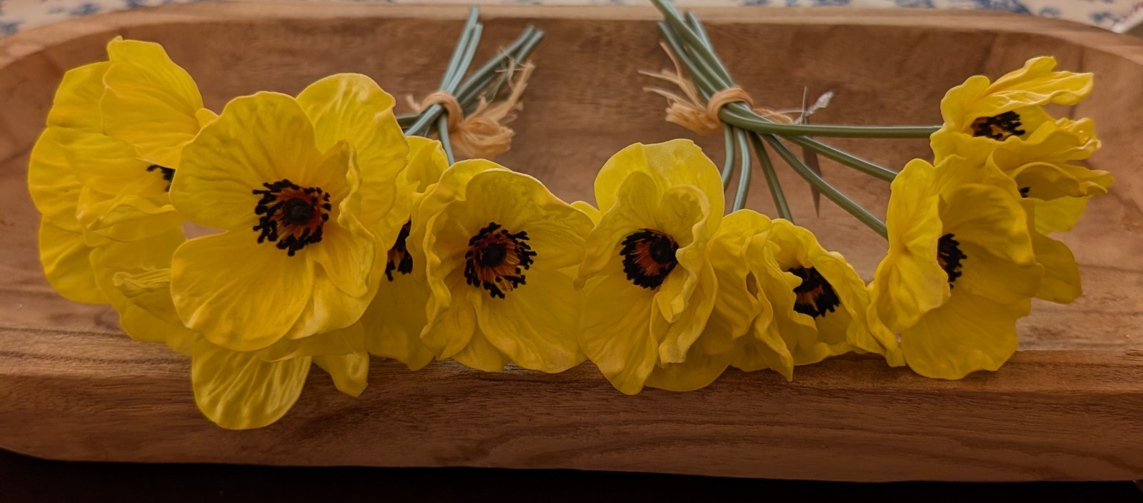 Real Touch Faux Yellow Artificial Poppy Flower, Twelve Stems, 12-Inches Each