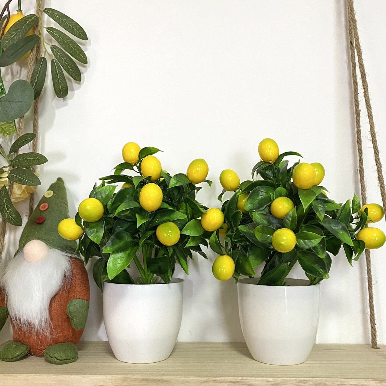 2 PCS 9.45 Inch Artificial Lemon Tree Bonsai Faux Greenery Mini Decor