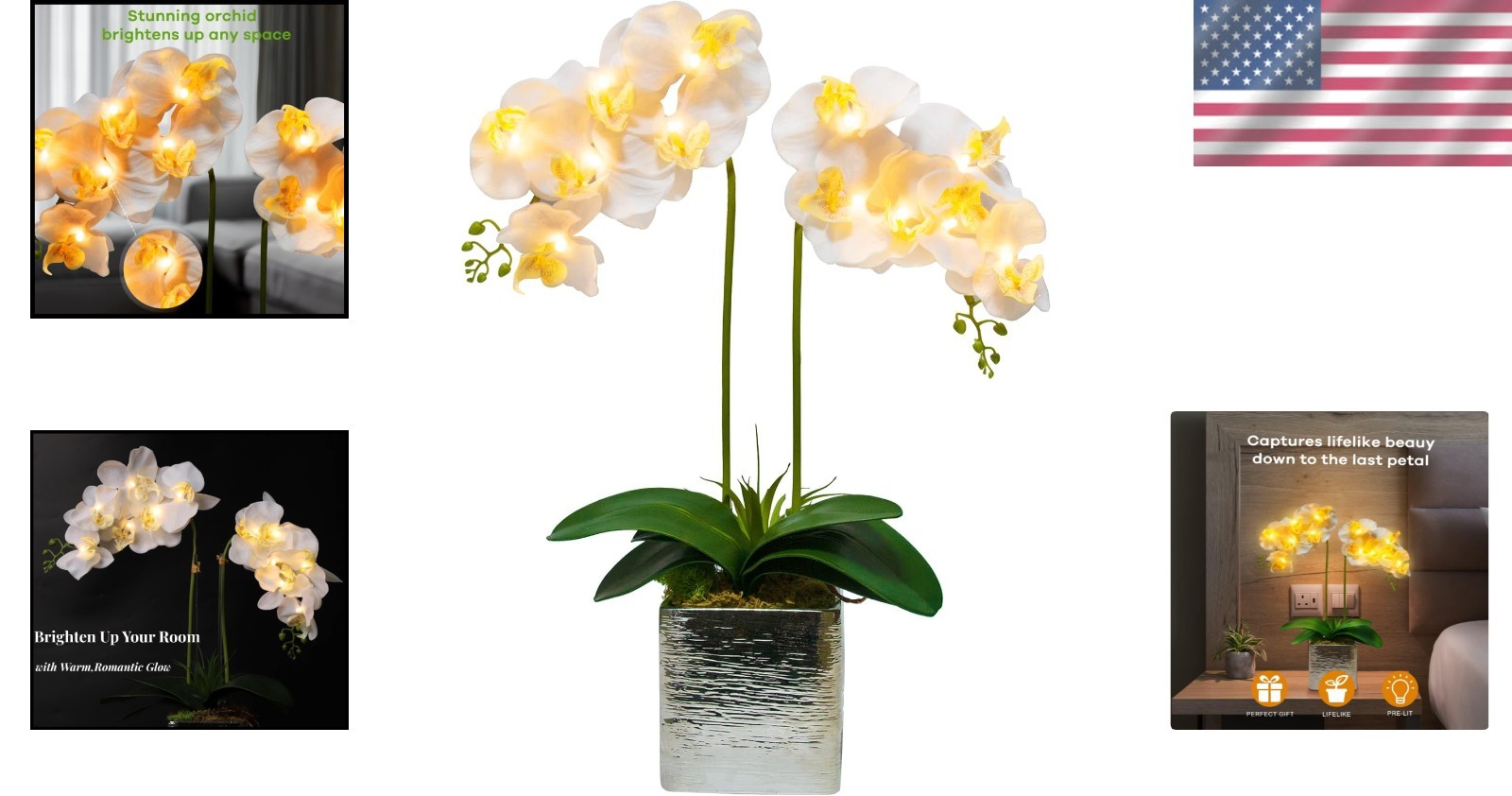 Pre Lit Artificial Orchid – Light Up Flower