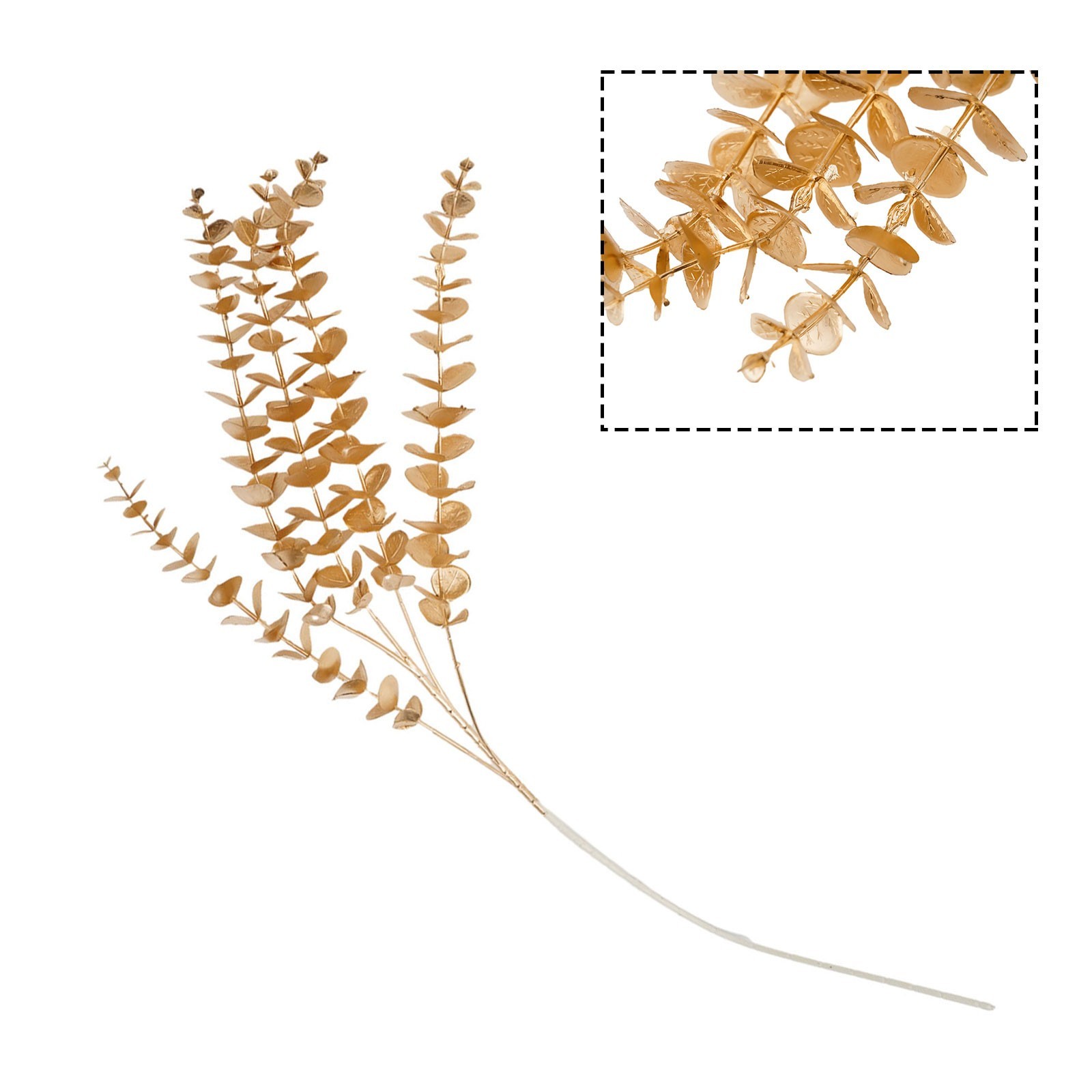 Simulated golden eucalyptus and ginkgo leaf flower arrangement for a chic touch