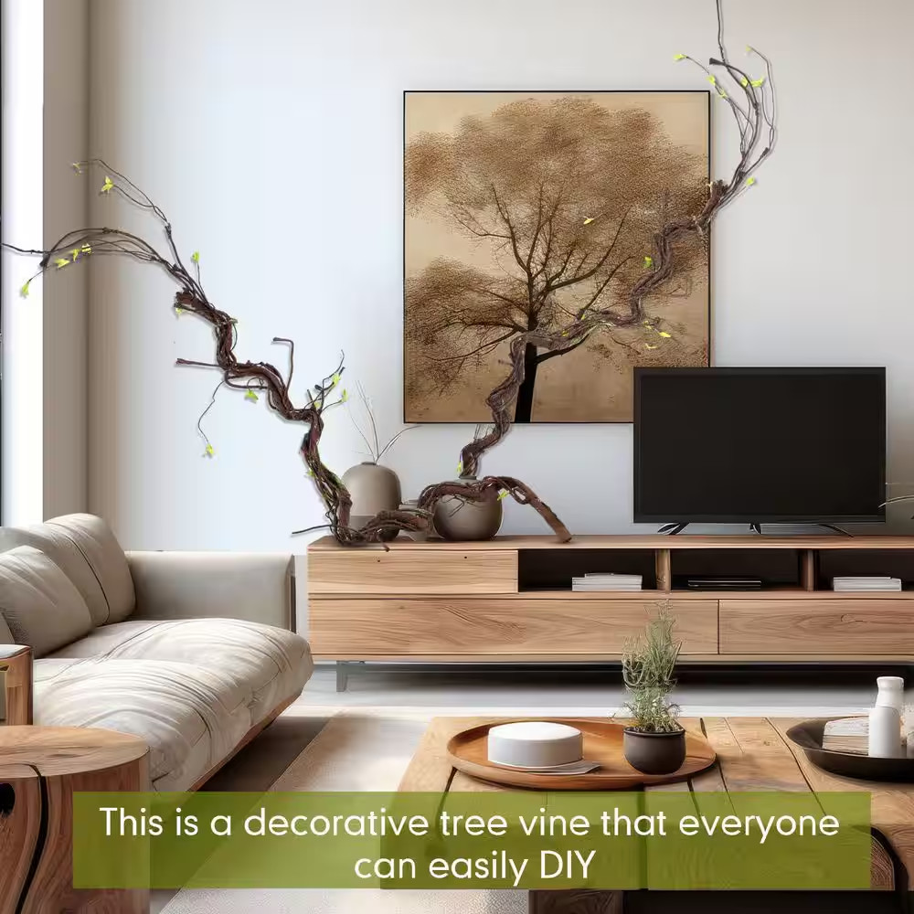63 In. Brown Green Artificial Tree Branches Foliage Vine 2-Pack for Indoor Outdo