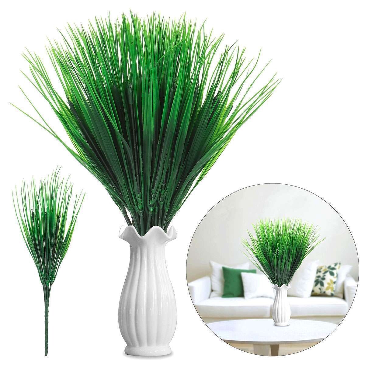 6Bundles Artificial Wheat Fake Tall Grass Outdoor Plants Greenery Flowers Leaves