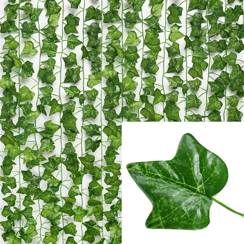 100/2M Artificial Plant Green Ivy Leaf Garland Creeper Hanging Vine Home Outdoor