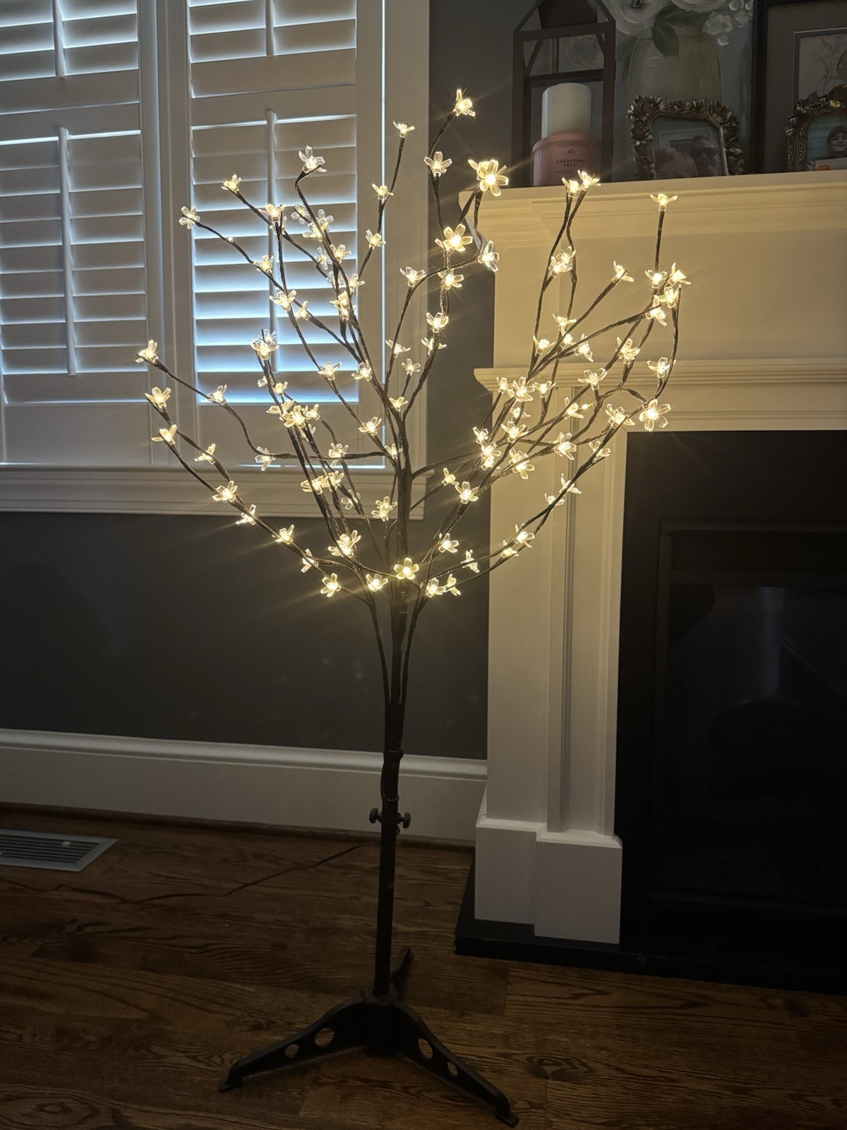 EUC, Warm Led Cherry Blossom Tree With Adjustable Height & Width, Long Cord