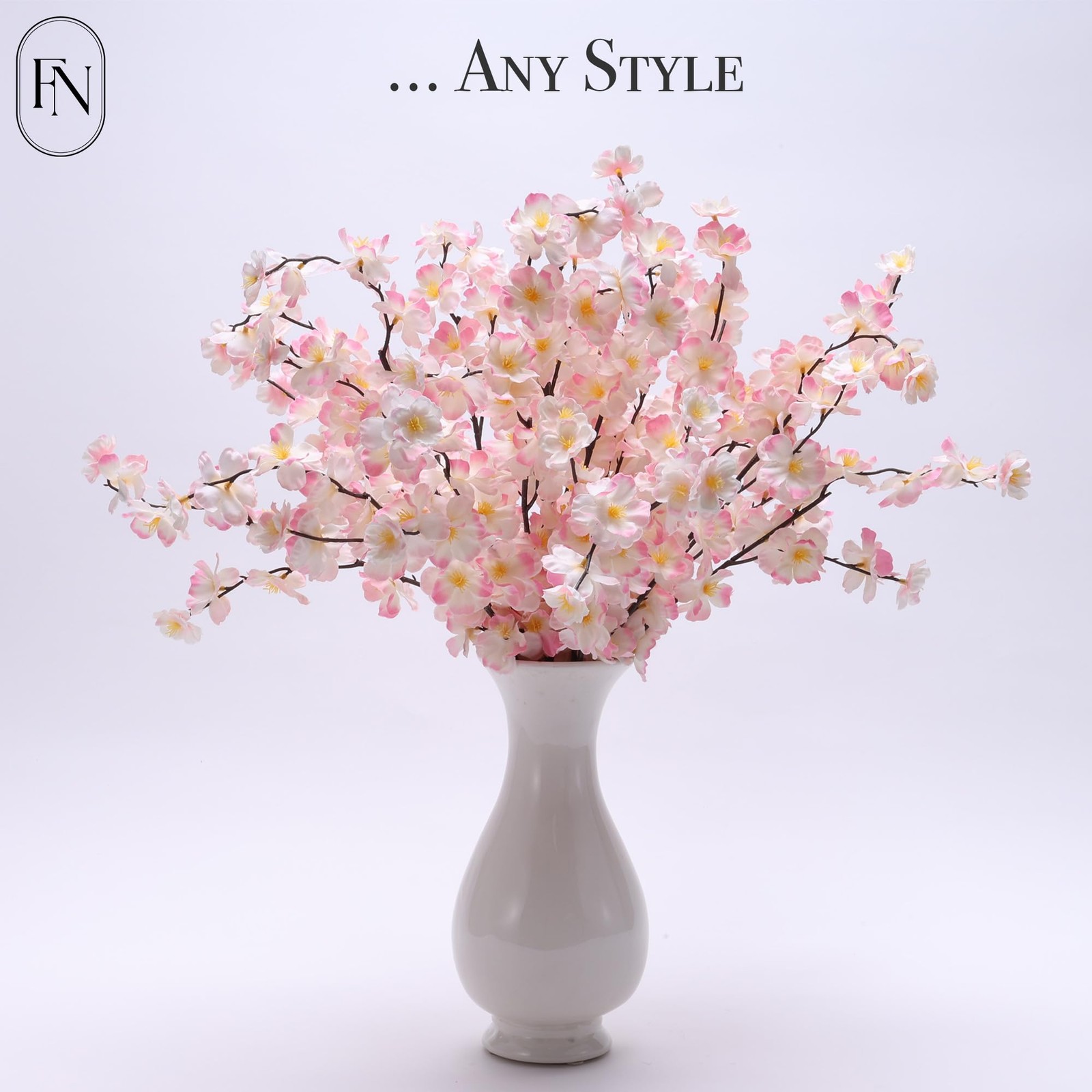 8 Pack Artificial Cherry Blossom Branches – 20 Inch Real Touch Silk Flowers w…