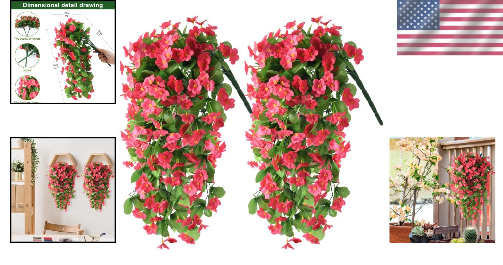 Realistic 2PCS Faux Silk Trailing Vines for Beautiful Outdoor Decoration