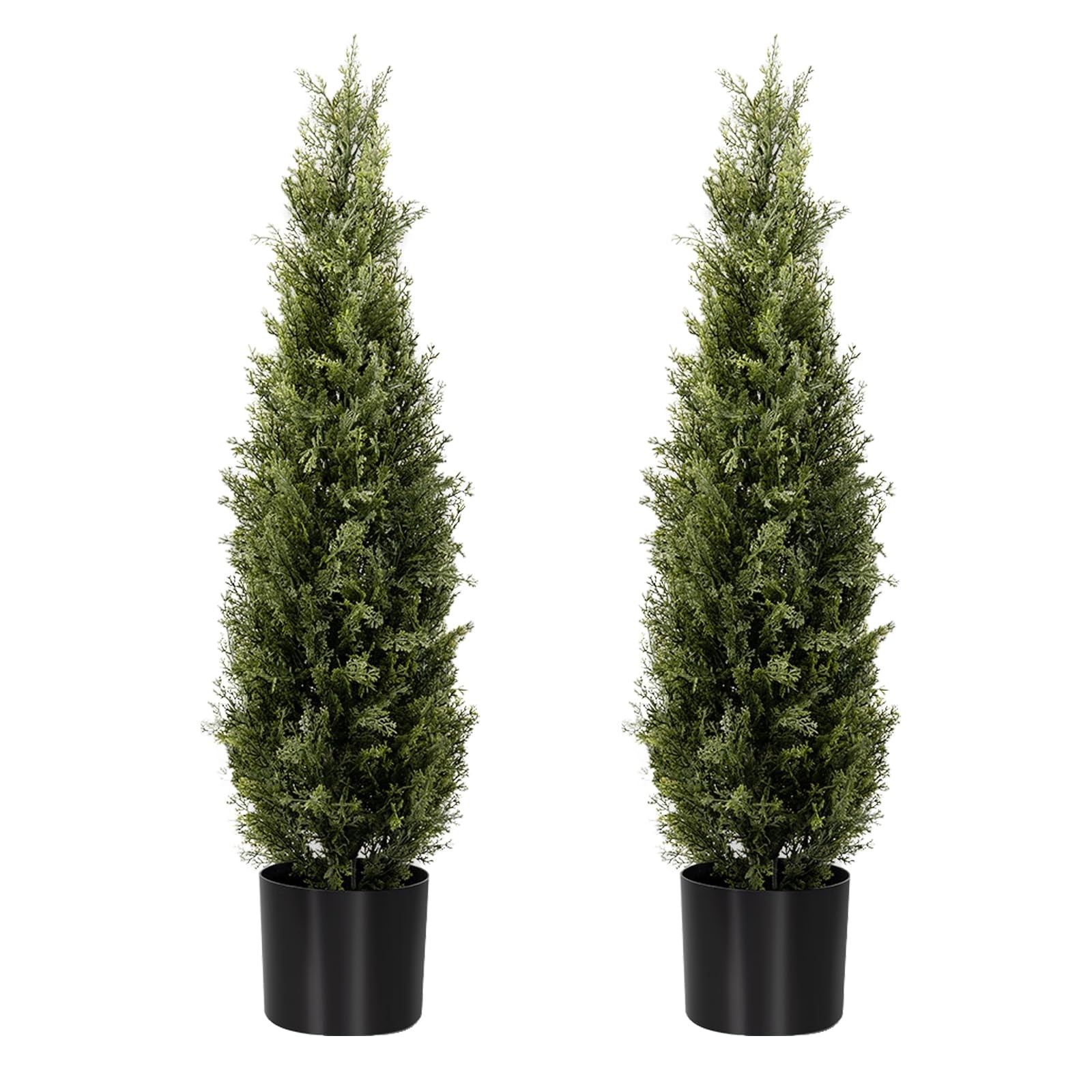 3FT Artificial Cedar Topiary Trees 2 Set, Realistic Fake Cypress Tree Tall Fa…