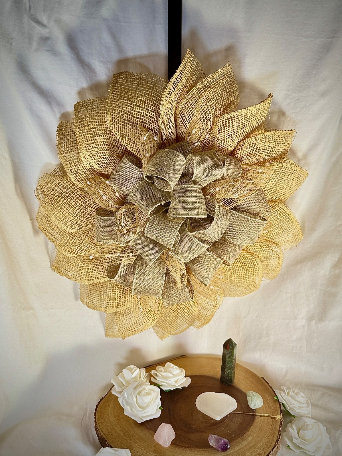 Burlap Sunflower Wreath – Summer Wreath – Handmade Door Hanger -Farmhouse Style