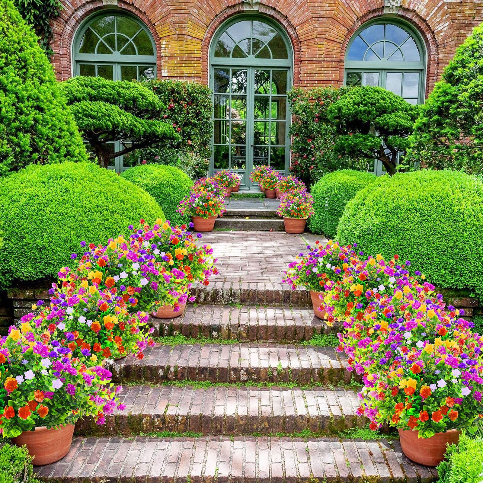 Artificial Fake Plants Flowers for Outdoor Spring Summer Decorarion, 12 Bundl…